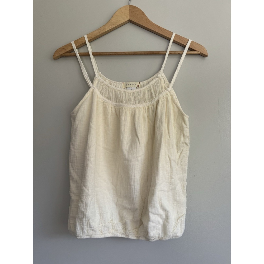 STARKx Gauzy Cotton Boho Hippie Tank Top Off‎ White Women's Small